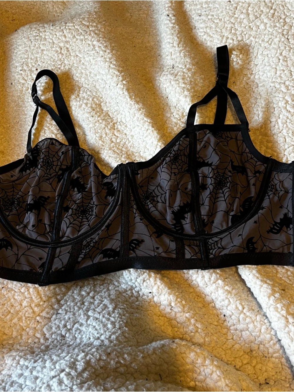 Torrid Curve Longline Bra Underwire Bats Spiders Goth Black Size 2